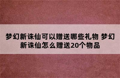 梦幻新诛仙可以赠送哪些礼物 梦幻新诛仙怎么赠送20个物品